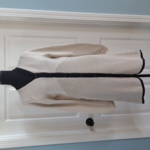 Heather B Pointelle Rib Duster Button Down Knit Slim Long Cardigan Sweater